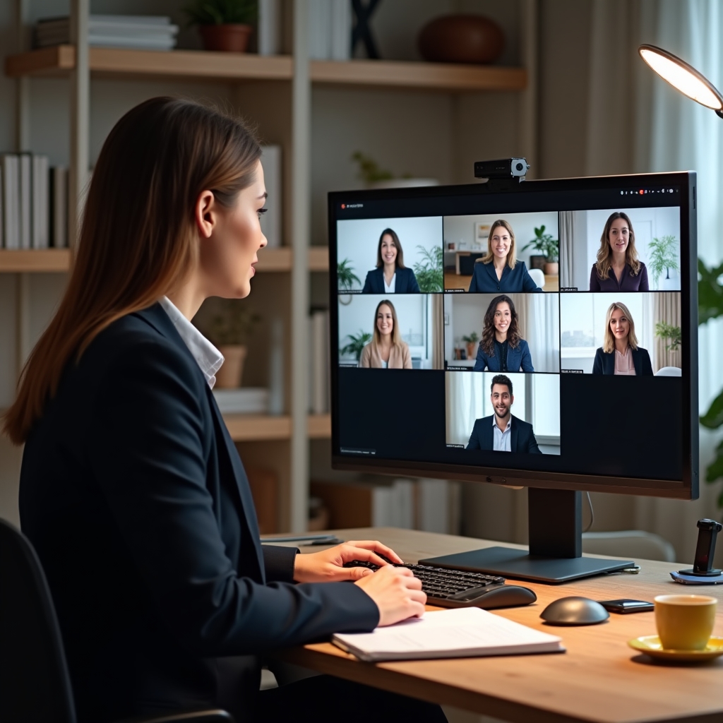 Vzdialený tím na videohovore počas online seminára